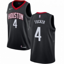 Mens Nike Houston Rockets 4 PJ Tucker Authentic Black Alternate NBA Jersey Statement Edition 