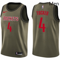 Mens Nike Houston Rockets 4 PJ Tucker Swingman Green Salute to Service NBA Jersey 