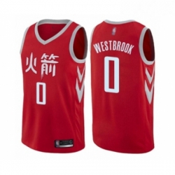 Womens Houston Rockets 0 Russell Westbrook Swingman Red Basketball Jersey City Edition 