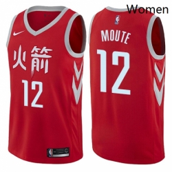 Womens Nike Houston Rockets 12 Luc Mbah a Moute Swingman Red NBA Jersey City Edition 