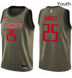 Youth Nike Houston Rockets 25 Robert Horry Swingman Green Salute to Service NBA Jersey