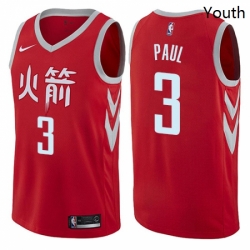 Youth Nike Houston Rockets 3 Chris Paul Swingman Red NBA Jersey City Edition