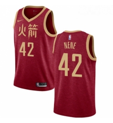 Youth Nike Houston Rockets 42 Nene Swingman Red NBA Jersey 2018 19 City Edition 