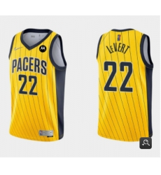 Men Indiana Pacers 22 Caris LeVert Yellow Swingman Stitched Jersey