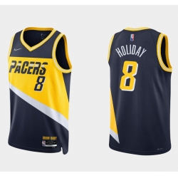 Men Indiana Pacers 8 Justin Holiday 2021 22 Navy City Edition 75th Anniversary Stitched Basketball Jersey