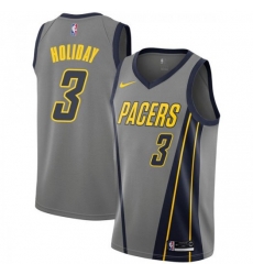 Men Nike Indiana Pacers 3 Aaron Holiday Gray NBA Swingman City Edition 2018 19 Jersey