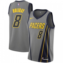 Men Nike Indiana Pacers 8 Justin Holiday Gray NBA Swingman City Edition 2018 19 Jersey