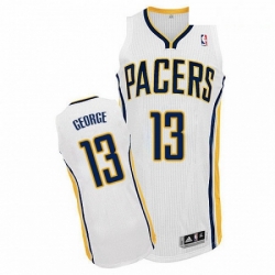 Mens Adidas Indiana Pacers 13 Paul George Authentic White Home NBA Jersey