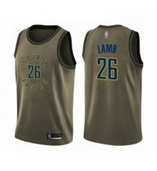 Mens Indiana Pacers 26 Jeremy Lamb Swingman Green Salute to Service Basketball Jersey 