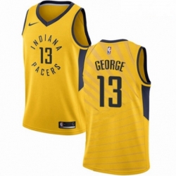 Mens Nike Indiana Pacers 13 Paul George Swingman Gold NBA Jersey Statement Edition