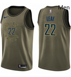 Mens Nike Indiana Pacers 22 T J Leaf Swingman Green Salute to Service NBA Jersey 