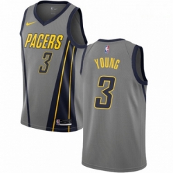 Mens Nike Indiana Pacers 3 Joe Young Swingman Gray NBA Jersey City Edition