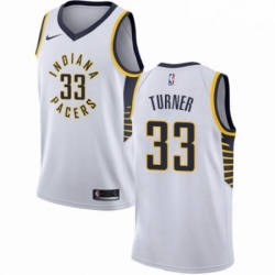 Mens Nike Indiana Pacers 33 Myles Turner Authentic White NBA Jersey Association Edition