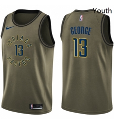 Youth Nike Indiana Pacers 13 Paul George Swingman Green Salute to Service NBA Jersey