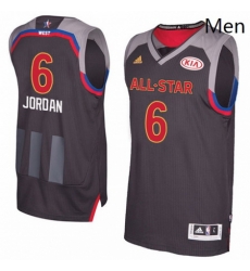 Mens Adidas Los Angeles Clippers 6 DeAndre Jordan Swingman Charcoal 2017 All Star NBA Jersey