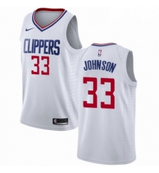 Mens Nike Los Angeles Clippers 33 Wesley Johnson Authentic White NBA Jersey Association Edition