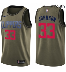 Youth Nike Los Angeles Clippers 33 Wesley Johnson Swingman Green Salute to Service NBA Jersey