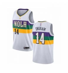 Mens New Orleans Pelicans 14 Brandon Ingram Authentic White Basketball Jersey City Edition 