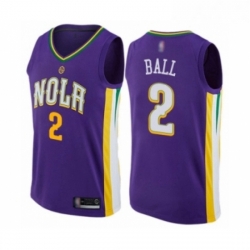 Mens New Orleans Pelicans 2 Lonzo Ball Swingman Purple Basketball Jersey City Edition 