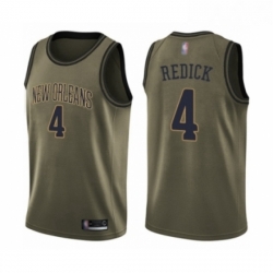 Mens New Orleans Pelicans 4 JJ Redick Swingman Green Salute to Service Basketball Jersey 