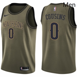 Mens Nike New Orleans Pelicans 0 DeMarcus Cousins Swingman Green Salute to Service NBA Jersey