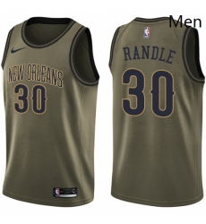 Mens Nike New Orleans Pelicans 30 Julius Randle Swingman Green Salute to Service NBA Jersey 