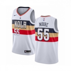 Mens Nike New Orleans Pelicans 55 E Twaun Moore White Swingman Jersey Earned Editio