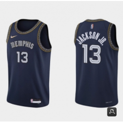 Men Memphis Grizzlies 13 Jaren Jackson 2021 22 City Edition Navy 75th Anniversary Stitched Jersey