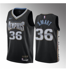 Men Memphis Grizzlies 36 Marcus Smart Black 2023 City Edition Stitched Basketball Jersey