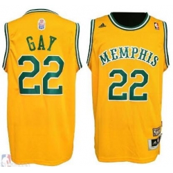 Men RUDY GAY MEMPHIS GRIZZLIES #22 Yellow HARDWOOD CLASSIC JERSEY