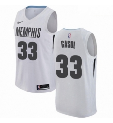 Mens Nike Memphis Grizzlies 33 Marc Gasol Authentic White NBA Jersey City Edition