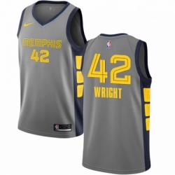 Mens Nike Memphis Grizzlies 42 Lorenzen Wright Swingman Gray NBA Jersey City Edition