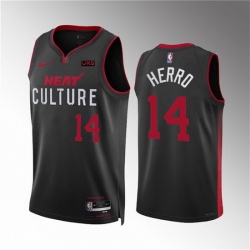 Men Miami Heat 14 Tyler Herro Black 2023 24 City Eddition Stitched Basketball Jersey 575