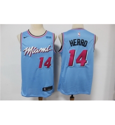 Men Miami Heat 14 Tyler Herro Light Blue Nike 2020 City Edition Swingman Jersey