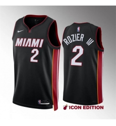 Men Miami Heat 2 Terry Rozier III Black Icon Edition Stitched Basketball Jersey