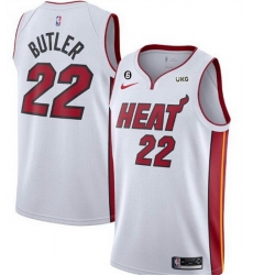 Men Miami Heat 22 Jimmy Butler White With NO 6 Patch Stitched Jersey