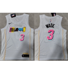 Men Miami Heat 3 Dwyane Wade 2022 23 White City Edition Stitched Jersey