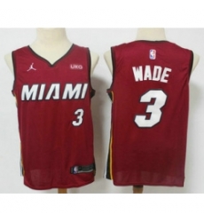 Men Miami Heat 3 Dwyane Wade Red 2020 Brand Jordan Swingman Stitched NBA Jersey With The NEW Sponsor Logo