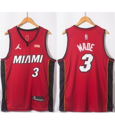 Men Miami Heat 3 Dwyane Wade Red Statement Edition 75th Anniversary Stitched Jersey