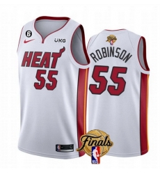 Men Miami Heat 55 Duncan Robinson White 2023 Finals Association Edition With NO 6 Patch Stitched Basketball Jersey