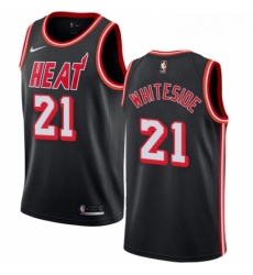 Mens Nike Miami Heat 21 Hassan Whiteside Swingman Black Black Fashion Hardwood Classics NBA Jersey