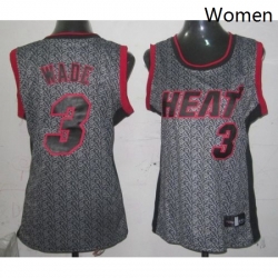 Womens Adidas Miami Heat 3 Dwyane Wade Authentic Grey Static Fashion NBA Jersey