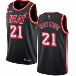 Womens Nike Miami Heat 21 Hassan Whiteside Authentic Black Black Fashion Hardwood Classics NBA Jersey