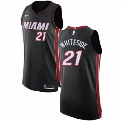 Womens Nike Miami Heat 21 Hassan Whiteside Authentic Black Road NBA Jersey Icon Edition