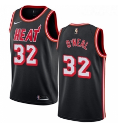 Womens Nike Miami Heat 32 Shaquille ONeal Authentic Black Black Fashion Hardwood Classics NBA Jersey