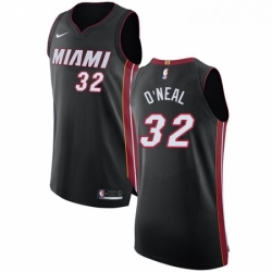 Womens Nike Miami Heat 32 Shaquille ONeal Authentic Black Road NBA Jersey Icon Edition