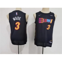 Youth Miami Heat 3 Dwyane Wade Black City Edition Swingman Stitched Jersey