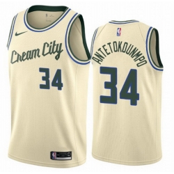 Bucks 34 Giannis Antetokounmpo Cream City Edition Nike Swingman Jersey