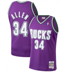 Men Bucks Ray Allen #34 Purple Hardwood Classic Swingman Jersey