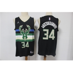 Men Milwaukee Bucks Giannis Antetokounmpo 34 Swingman Black 2021 Jordan Brand Jersey